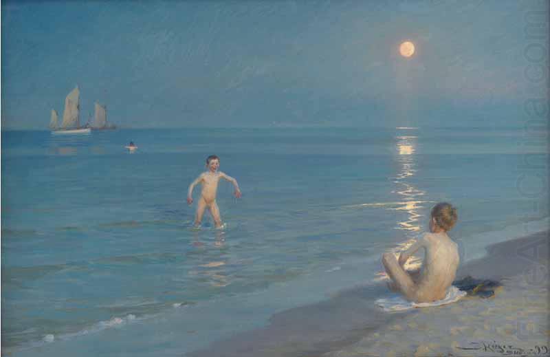 Peder Severin Kroyer Boys bathing on a summer evening at Skagen Beach china oil painting image